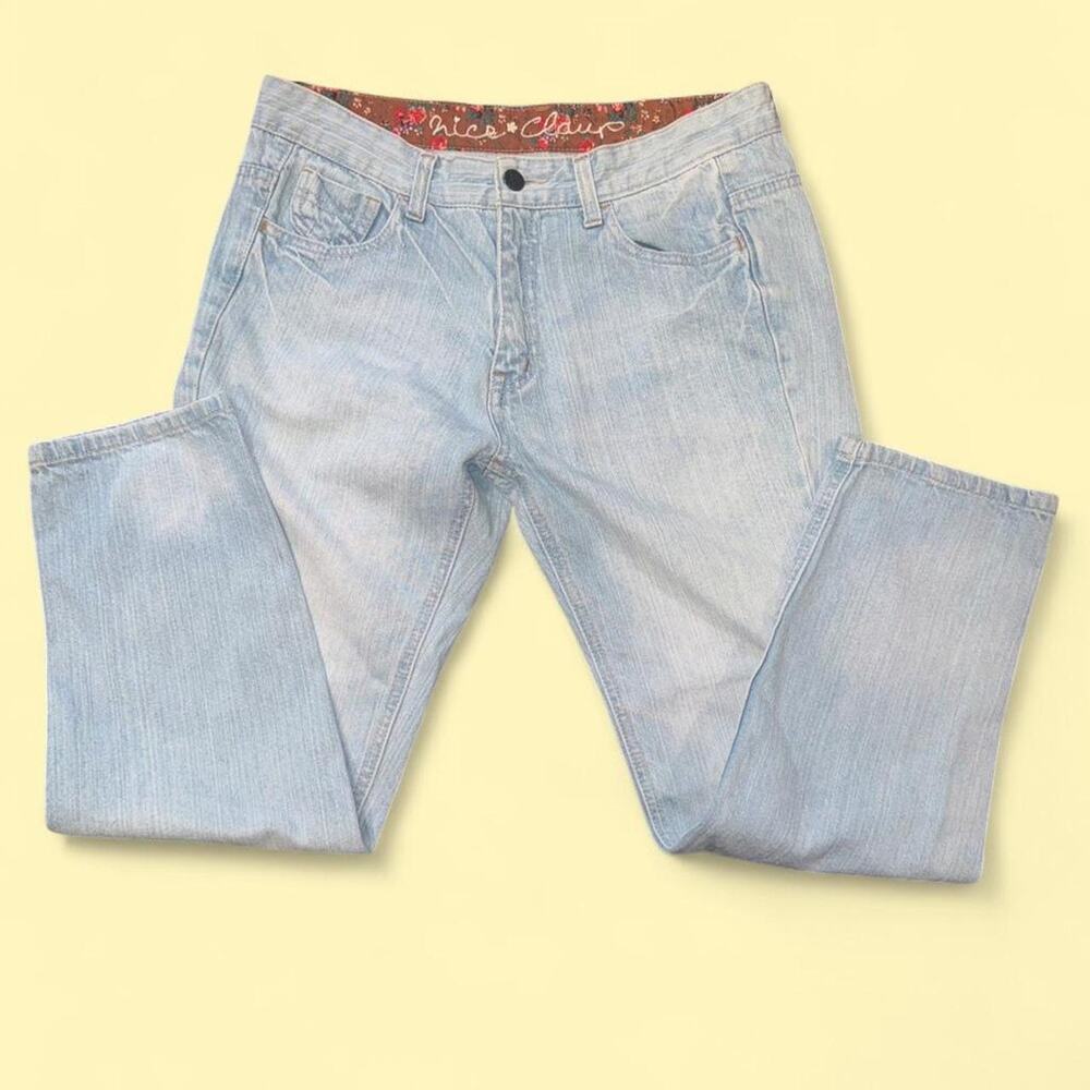Nice Claup Japanese Denim Jeans Low Rise Loose Light Wash Vintage Style Relax 30
